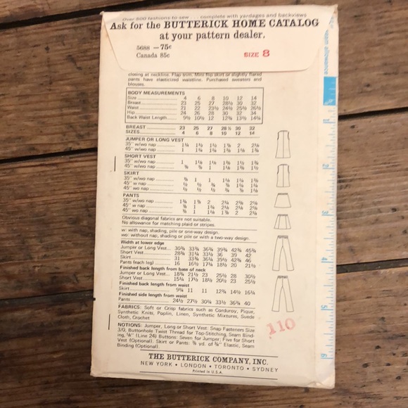 2 Vintage Butterick patterns girls sz8 circa 1970 - Picture 5 of 6